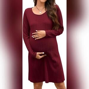 NWT STYLEWORD Long Sleeve Pullover Knit Maternity Sweater Dress, Small